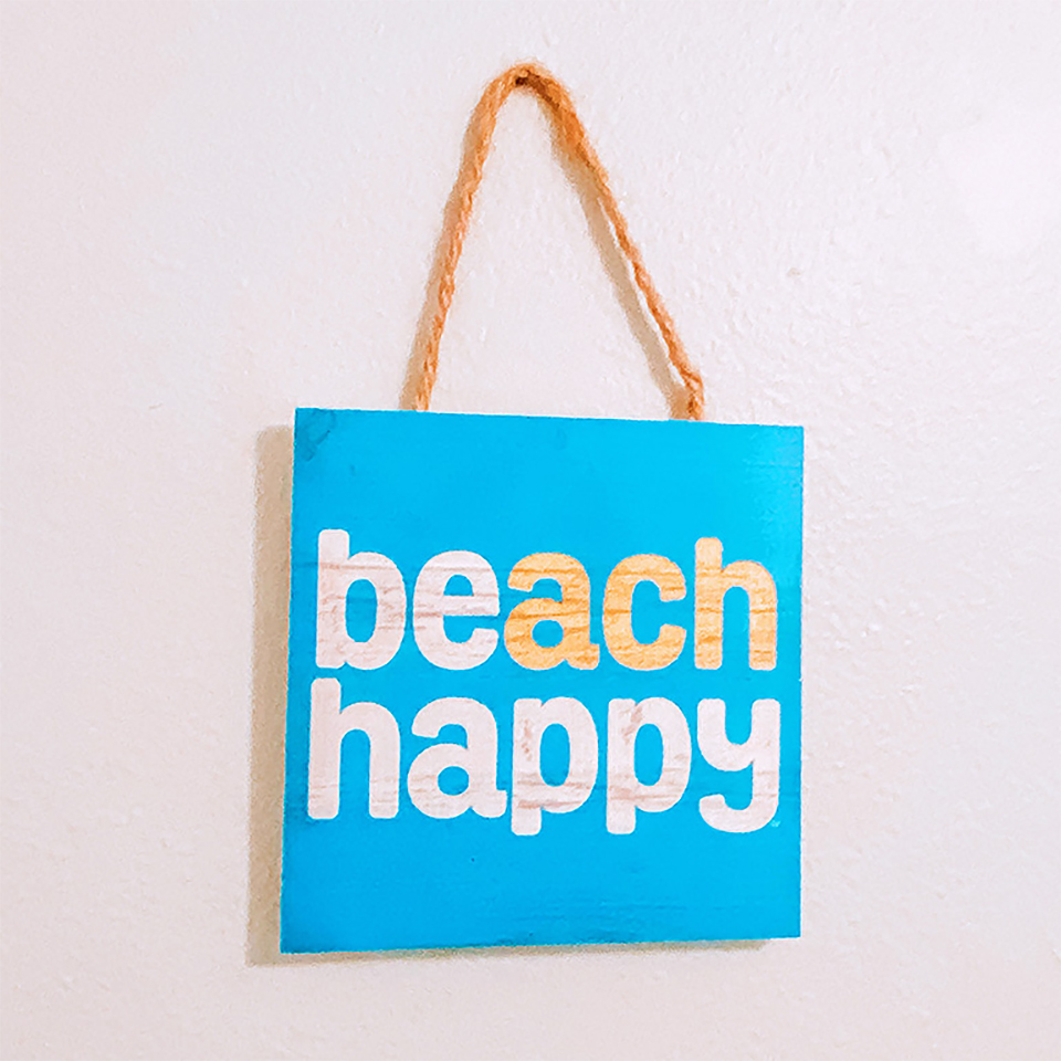 wholesaleinkedbrands Beach Happy Wooden Rope Sign