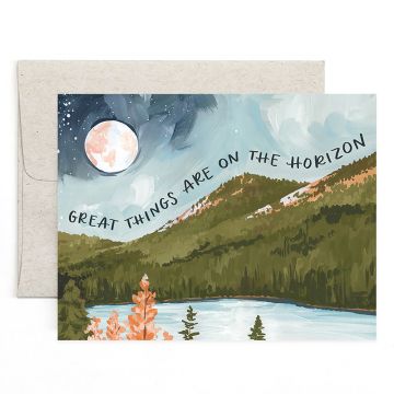 Alpine Moon Horizon Greeting Card