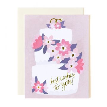 Wedding Cake Best Wishes Foil Greeting Card