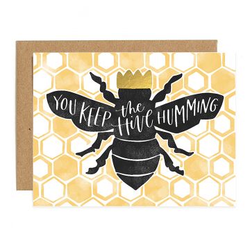 Humming Hive Letterpress Greeting Card
