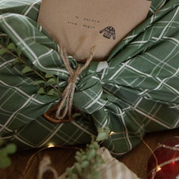 Fabric Gift Wrap - Green Plaid