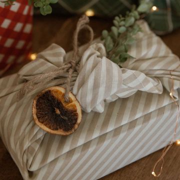 Fabric Gift Wrap - Neutral Stripe