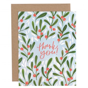 Mistletoe Thank You Greeting Card