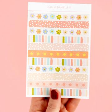 Happy Daisy Washi Strips Sticker Sheet