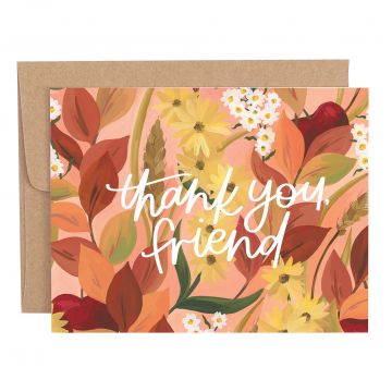 Fall Floral Thank You Greeting Card