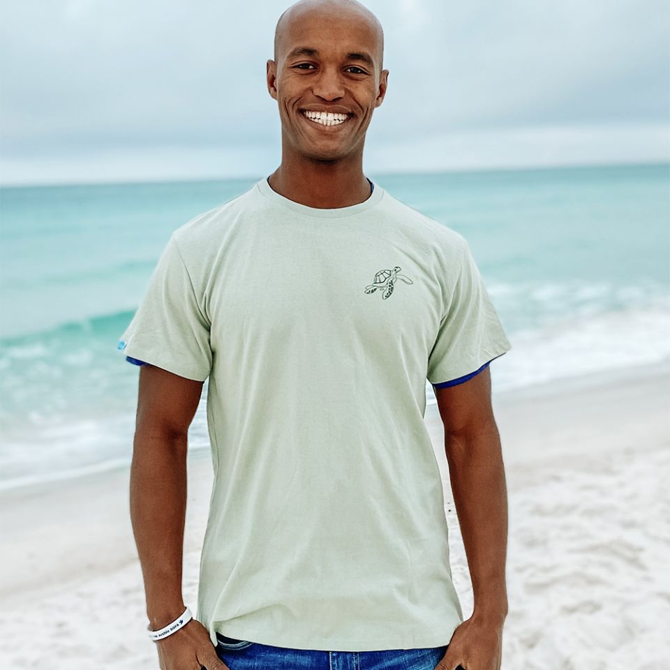 Save The Sea Turtles Men Short Sleeve Tee - Sage - 30A Gear