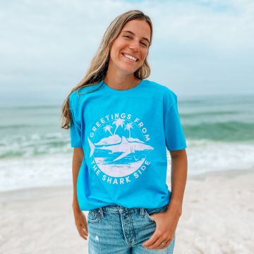 Greetings From The Shark Side Short Sleeve Tee - 30A Blue
