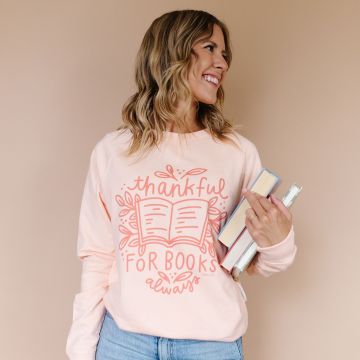 Thankful For Books - Pippi Sweatshirt - Peach