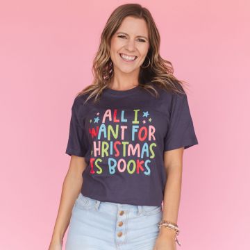 All I Want For Christmas Is Books - Pippi Tee - Dark Gray