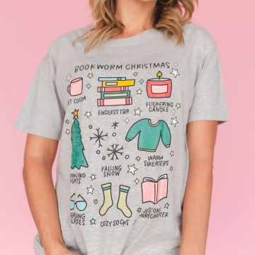 Bookworm Christmas - Pippi Tee - Ash