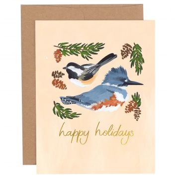 Happy Holidays Birds Greeting Card