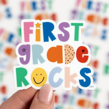 First Grade Rocks Decal Sticker