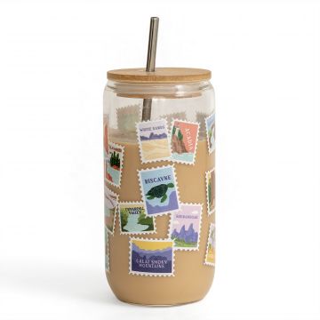 National Parks Postage Stamps Glass Can
