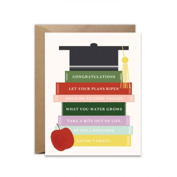 Congratulations Book Stack Apple Greeting Card