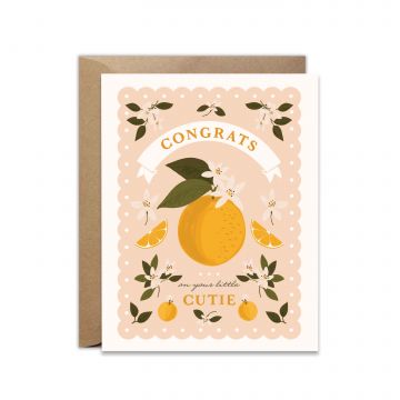 Congrats On Your Cutie Pink Orange Greeting Card