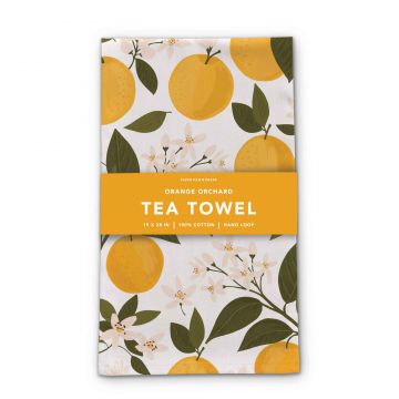 Orange Orchard Tea Towel, Fall Decor Towel