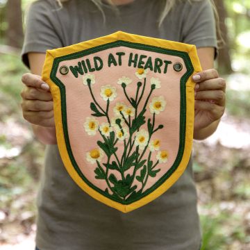 Wild At Heart Embroidered Canvas Banner