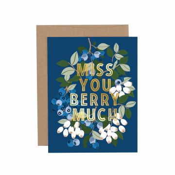 Berry Blue Missing You Blueberry Farm Greeting Card