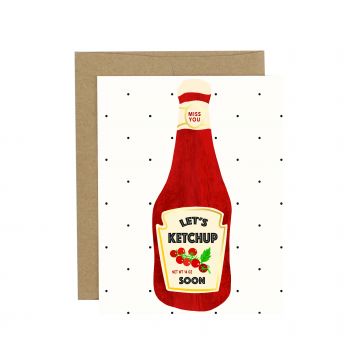 Miss You Ketchup Bottle Tomato Greeting Card