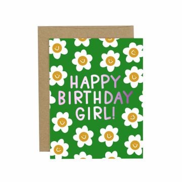 Happy Birthday Girl Floral Greeting Card