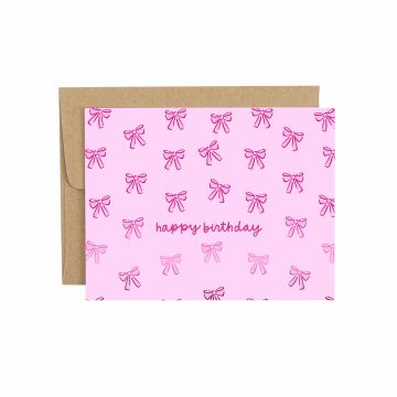 Happy Birthday Pink Coquette Bows Greeting Card