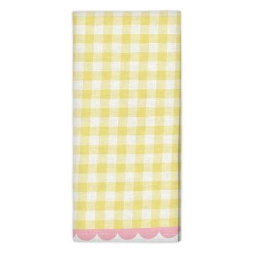 Yellow Gingham Scalloped Tea Towel