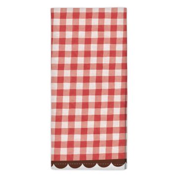 Red Gingham Scalloped Tea Towel