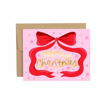 Merry Christmas Coquette Bow Greeting Card